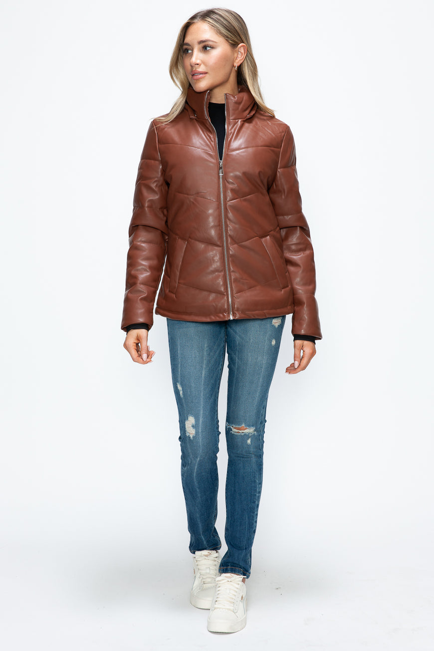 How Dare U Pocketed Zip Up Puffer Jacket with Removable Hood - TopFashionHQ