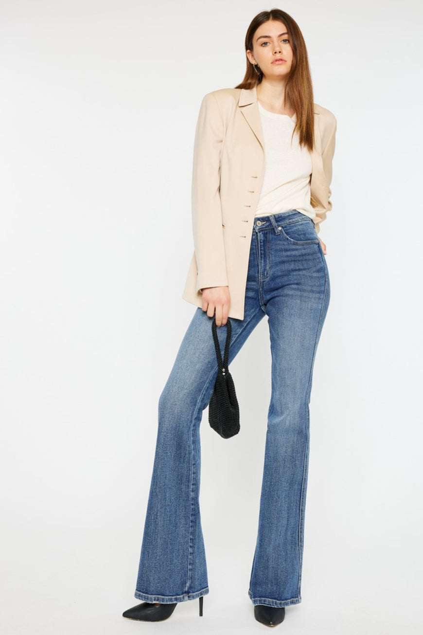 Kancan Cat's Whiskers High Waist Flare Jeans - TopFashionHQ