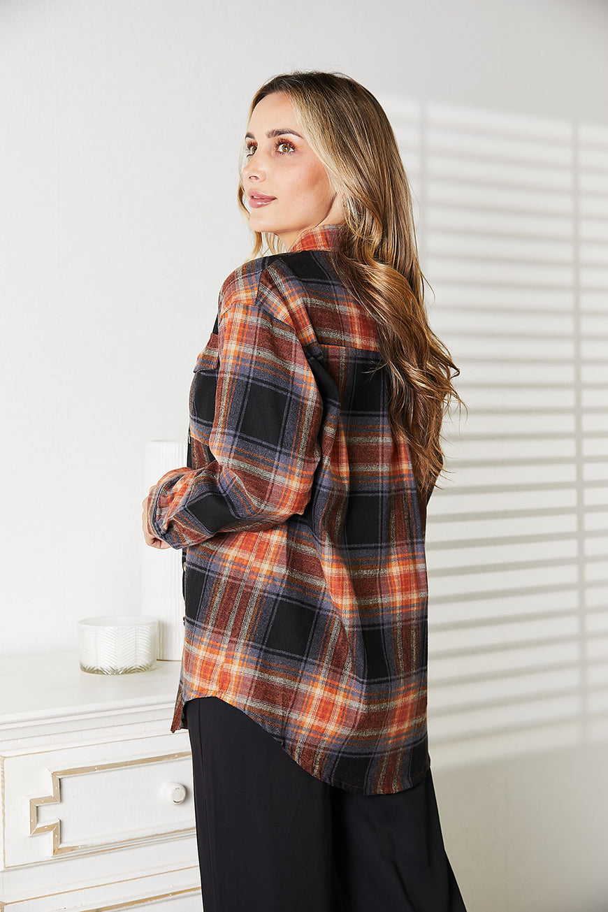 Double Take Plaid Dropped Shoulder Shirt - TopFashionHQ