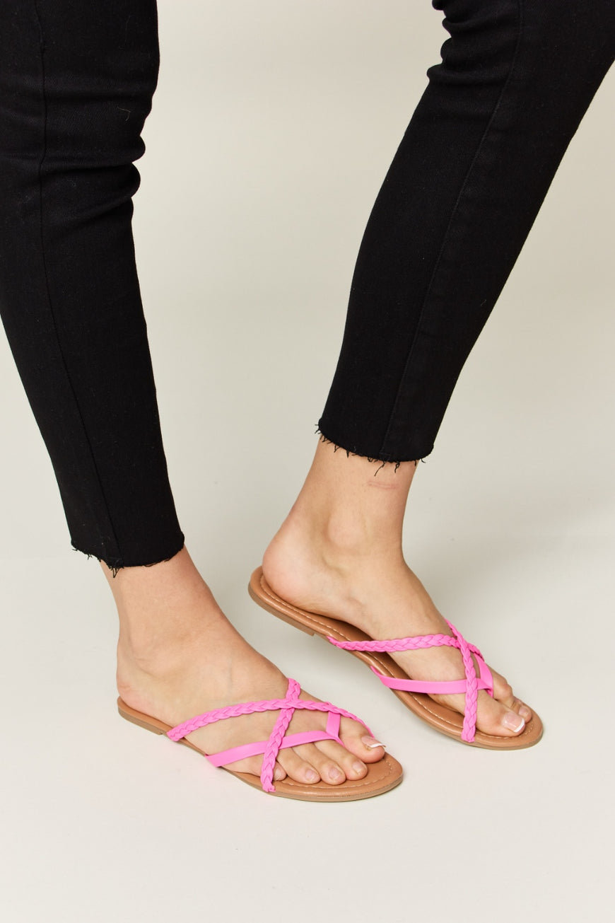 WILD DIVA Crisscross PU Leather Open Toe Sandals - TopFashionHQ