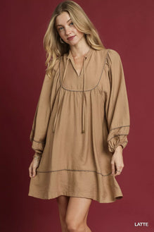 Umgee Boho Peasant Mini Dress with Trim Detail
