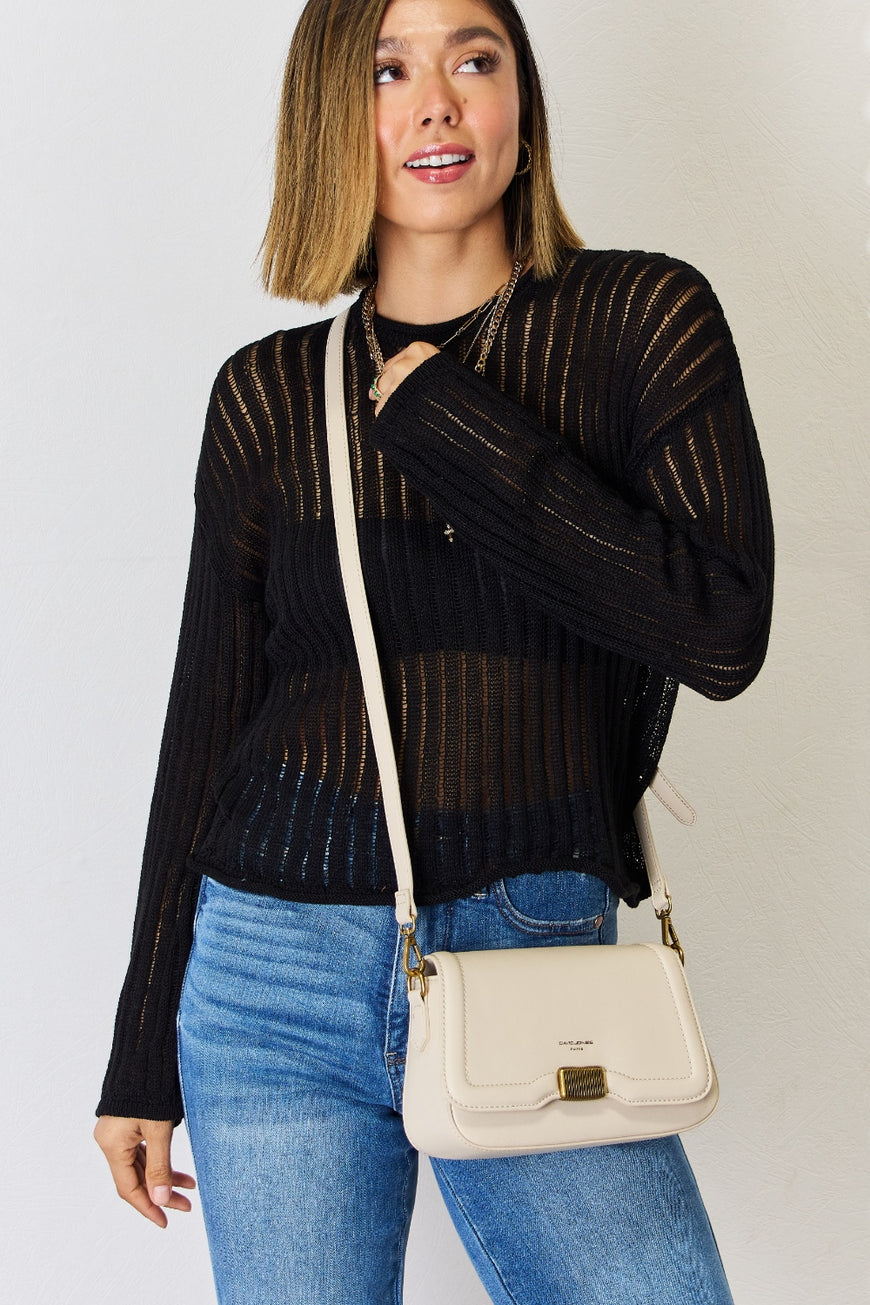 David Jones PU Leather Crossbody Bag - TopFashionHQ