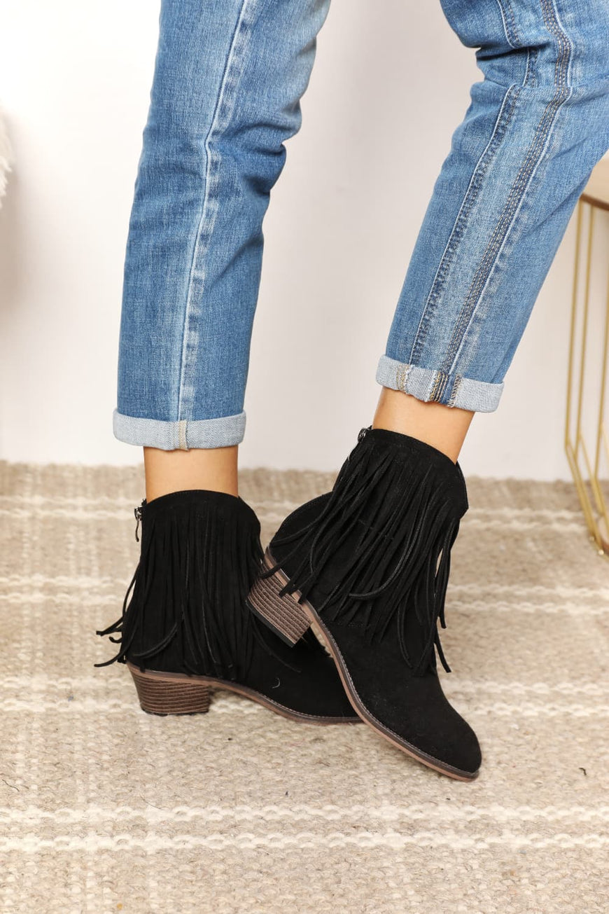Legend Women's Fringe Cowboy Western Ankle Boots - TopFashionHQ
