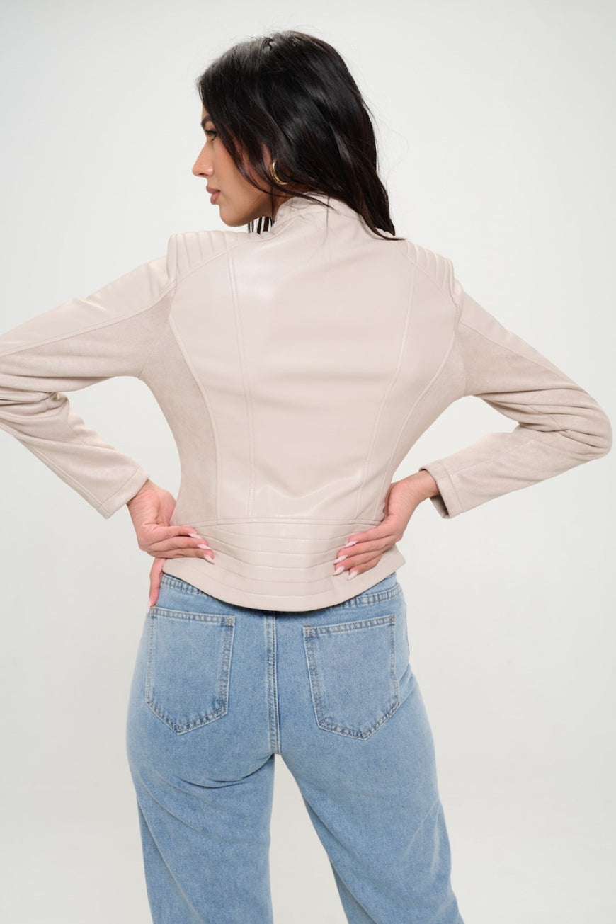 Coalition LA Zip Up Vegan Moto Jacket - TopFashionHQ