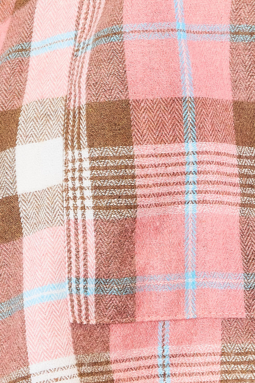 Double Take Plaid Collared Neck Long Sleeve Button-Up Shirt - TopFashionHQ