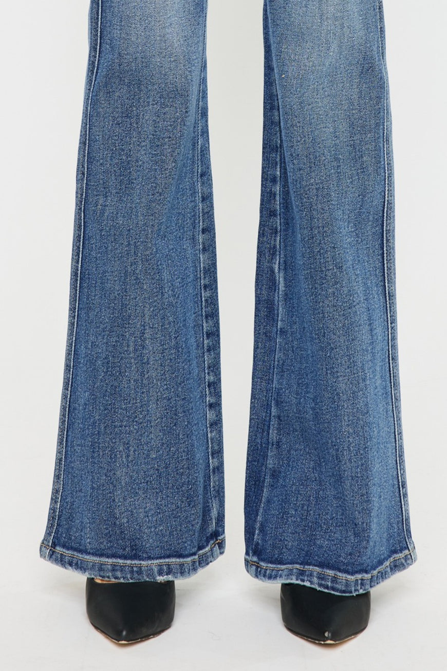 Kancan Cat's Whiskers High Waist Flare Jeans - TopFashionHQ