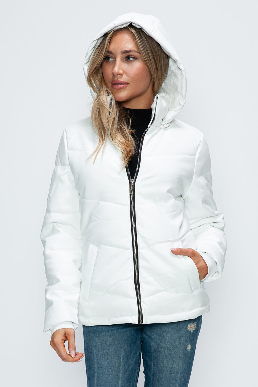 How Dare U Pocketed Zip Up Puffer Jacket with Removable Hood - TopFashionHQ