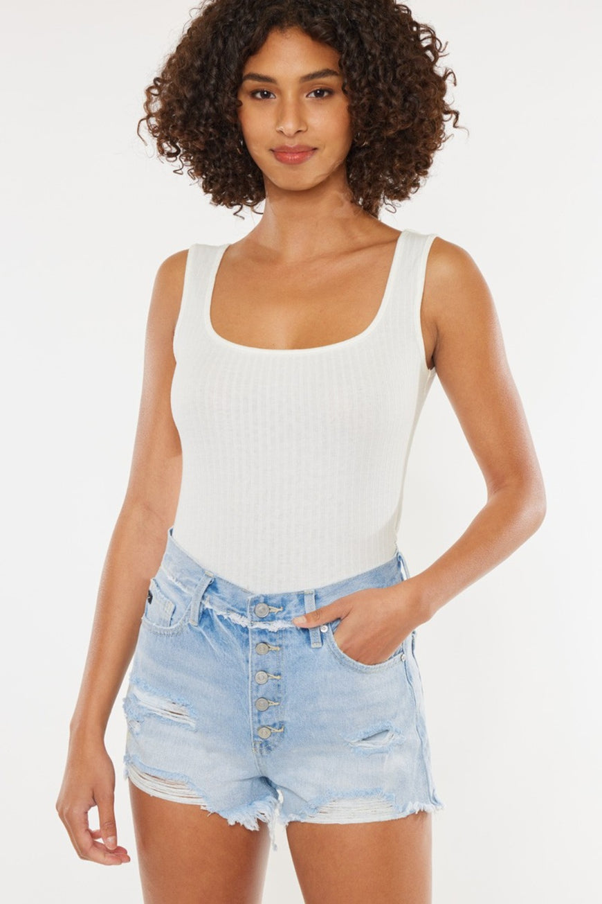 Kancan Distressed Button Fly Denim Shorts - TopFashionHQ