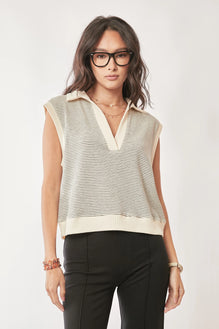 Davi & Dani French Terry Boxy Fit Striped Sweater Vest