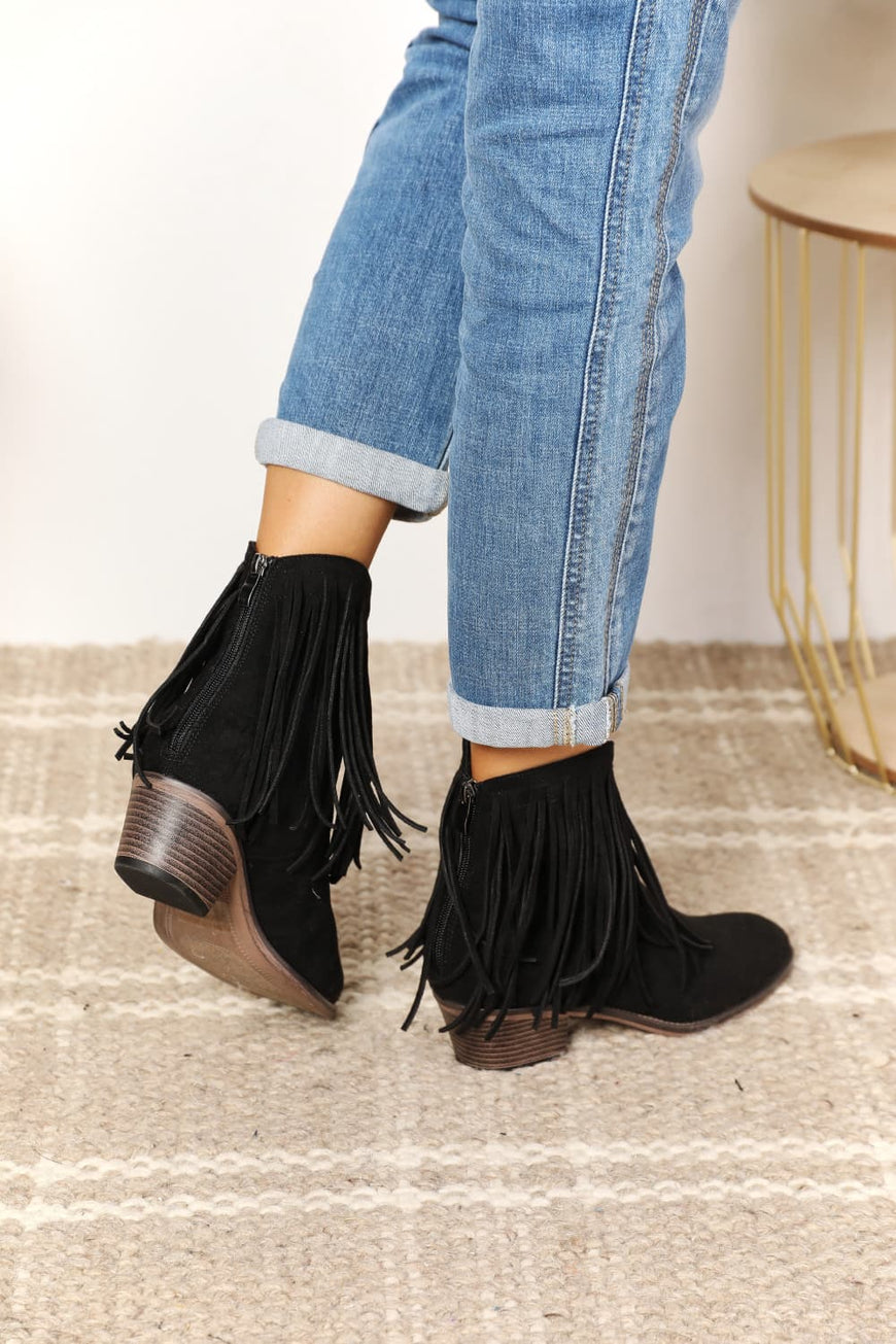 Legend Women's Fringe Cowboy Western Ankle Boots - TopFashionHQ