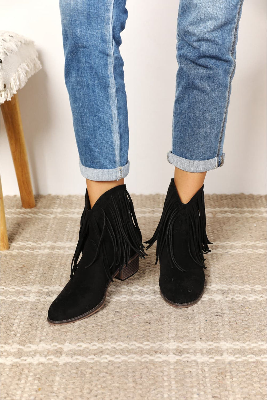 Legend Women's Fringe Cowboy Western Ankle Boots - TopFashionHQ
