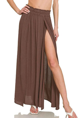 Zenana Woven Crinkle Gauze Long Skirts