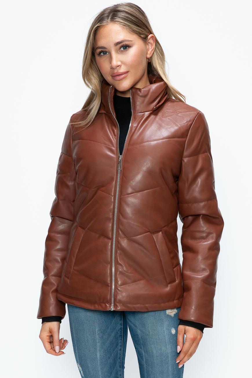 How Dare U Pocketed Zip Up Puffer Jacket with Removable Hood - TopFashionHQ