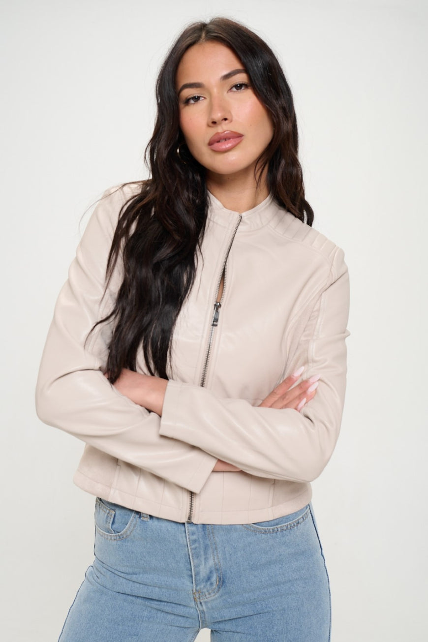 Coalition LA Zip Up Vegan Moto Jacket - TopFashionHQ