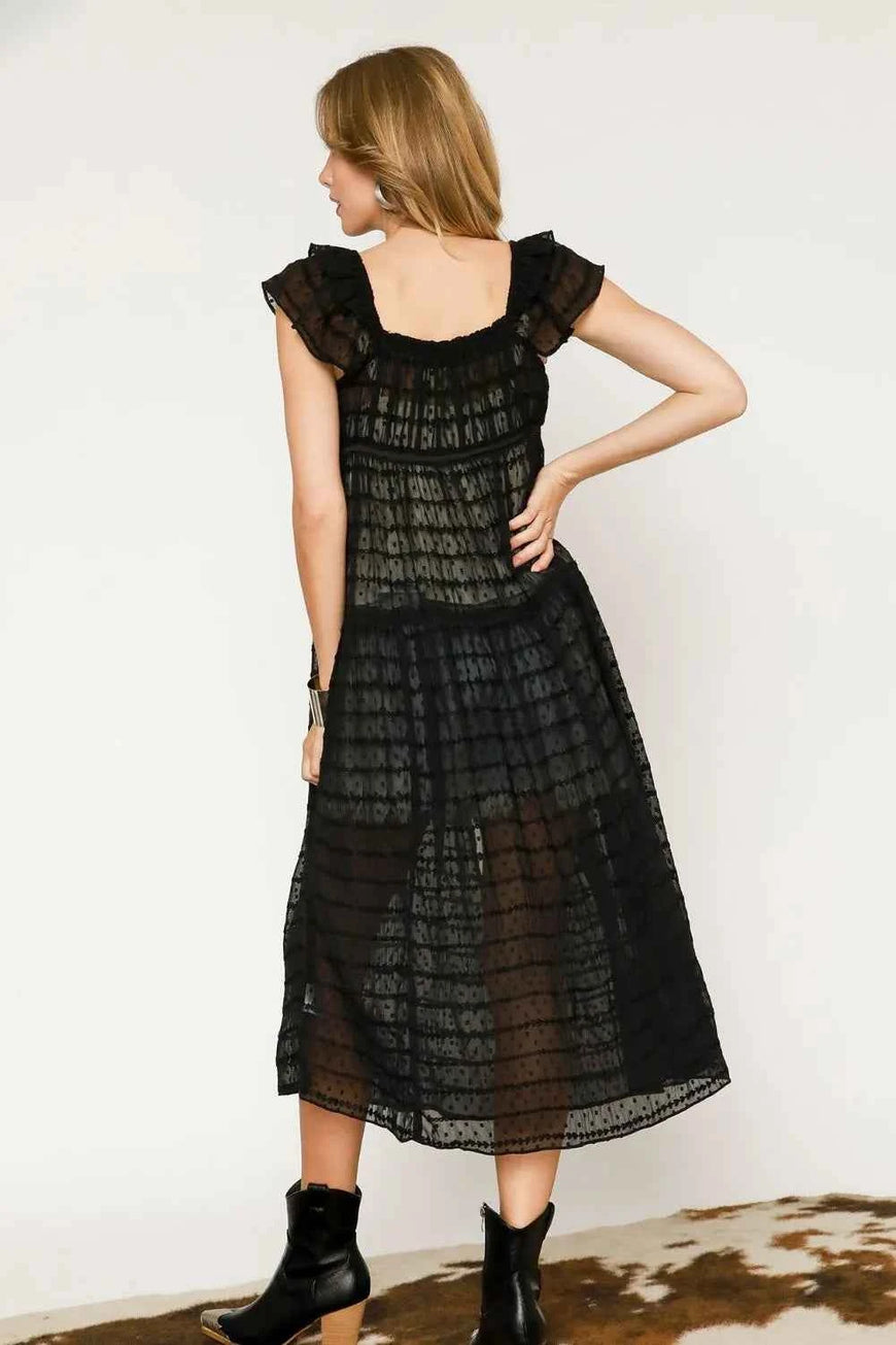 Umgee Sheer Lace Ruffled Cap Sleeve Cover Up
