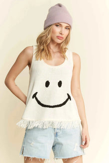 Jade By Jane Full Size Smiley Fringe Hem Tank Plus Size