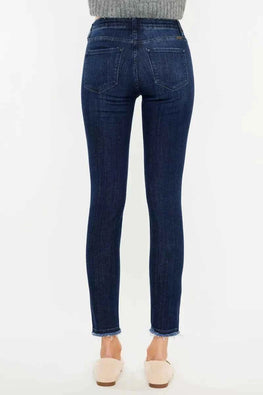 Kancan High-Rise Slim Fit Raw Hem Ankle Jeans