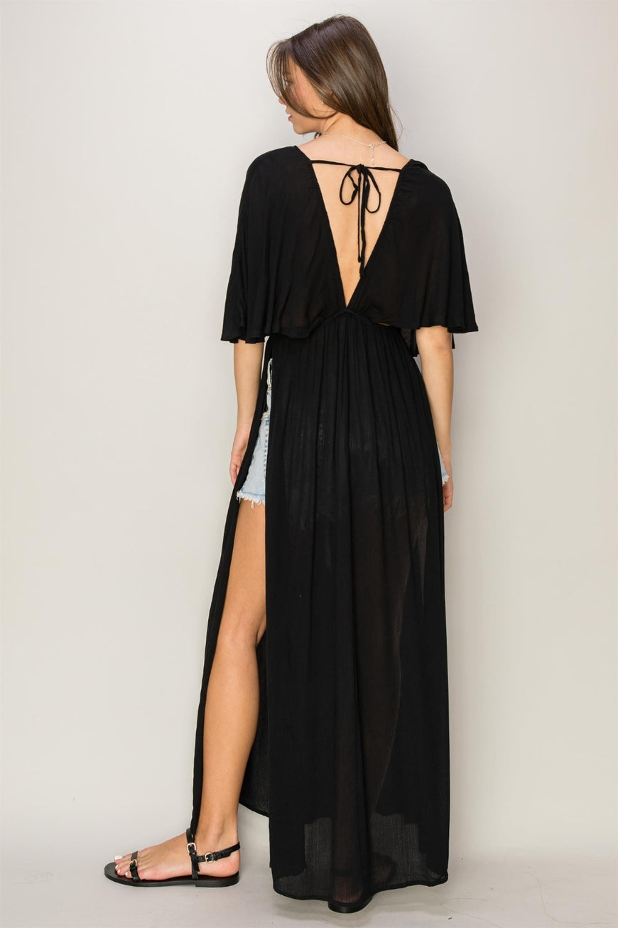 HYFVE Tie Back Maxi Split Cover Up Dress - TopFashionHQ