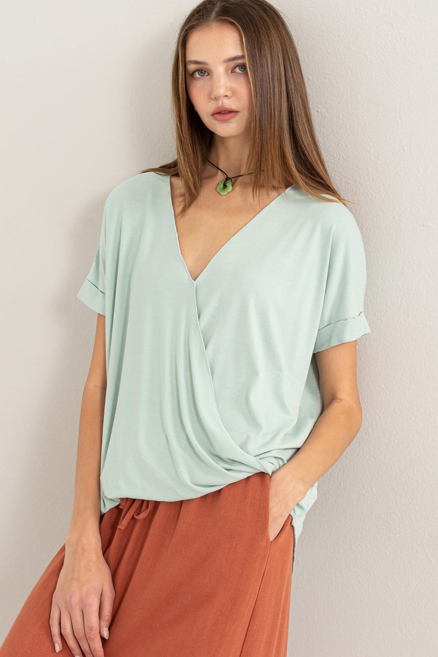 HYFVE Short Sleeve Surplice Top - TopFashionHQ