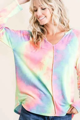 BiBi Long Sleeve Tie-Dye Terry T-Shirt