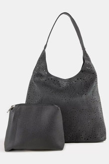 Fame Intricate Cutout Motif Leather Shoulder Bag