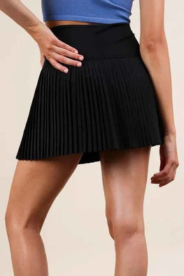 VERY J Pleated Activewear Skirt with Shorts Inside