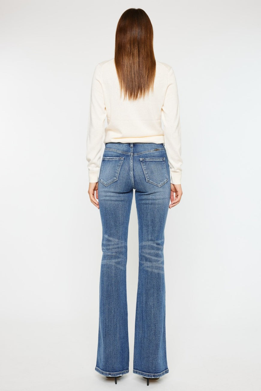 Kancan Cat's Whiskers High Waist Flare Jeans - TopFashionHQ