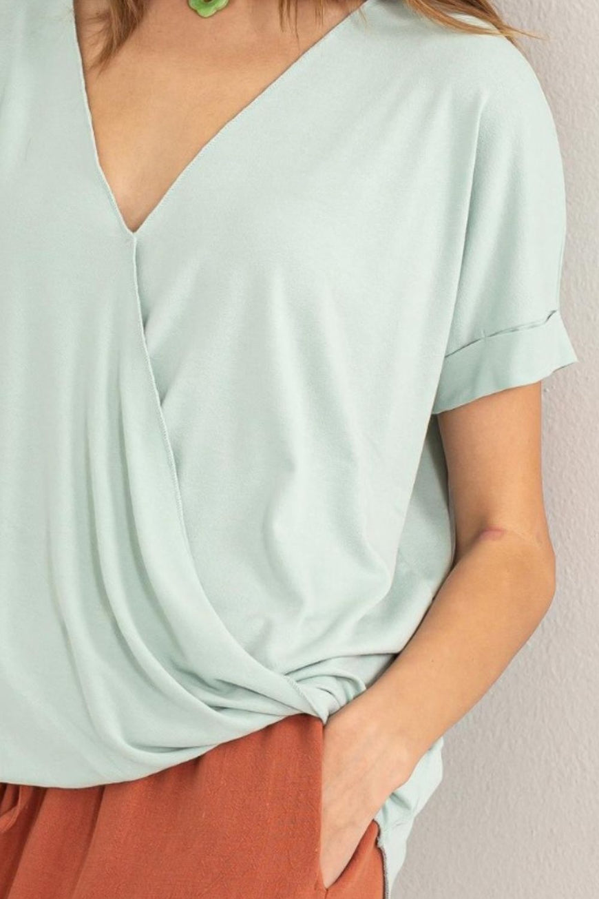 HYFVE Short Sleeve Surplice Top - TopFashionHQ