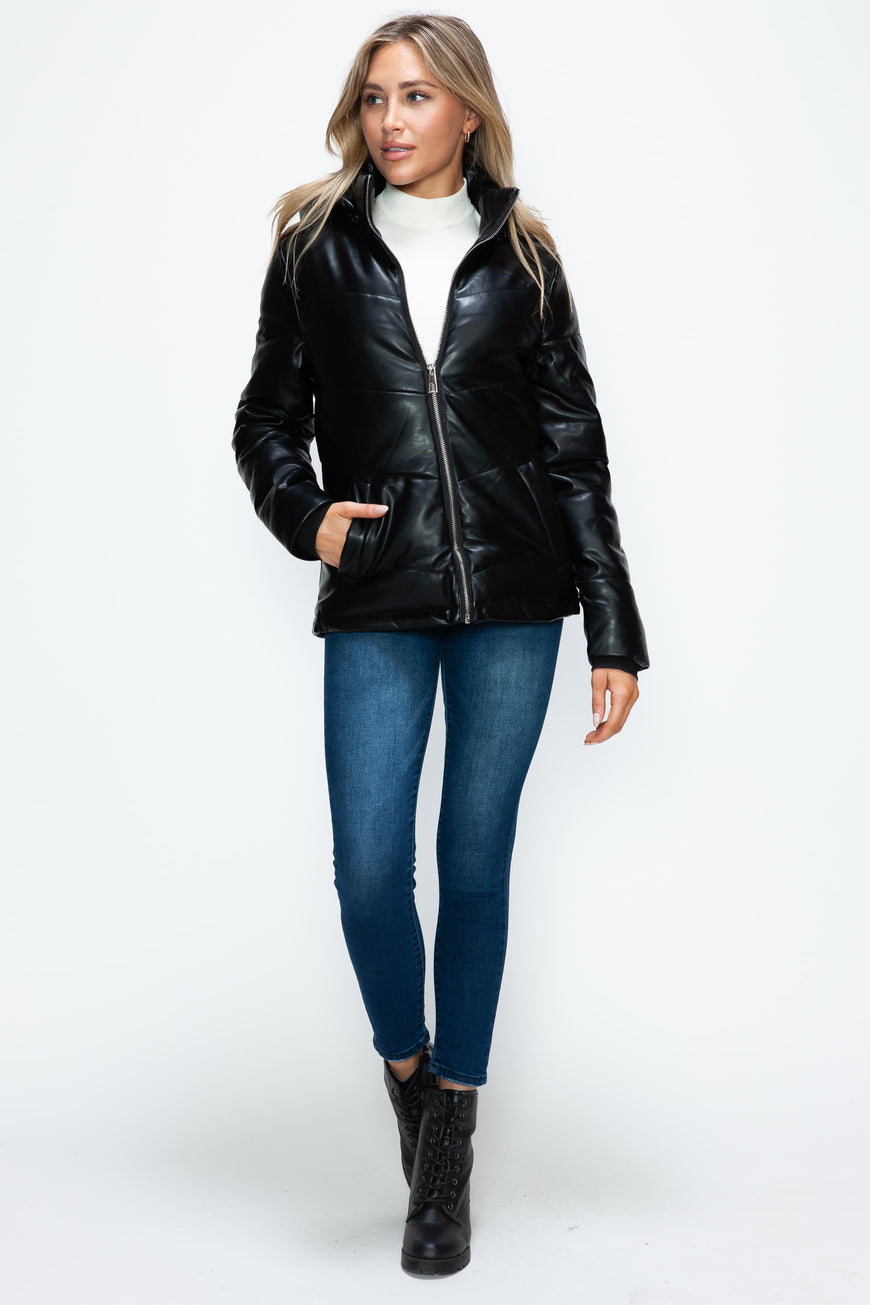 How Dare U Pocketed Zip Up Puffer Jacket with Removable Hood - TopFashionHQ