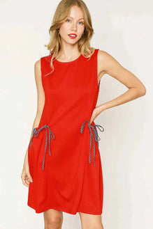 Umgee Round Neck Sleeveless Tank Dress with Pockets