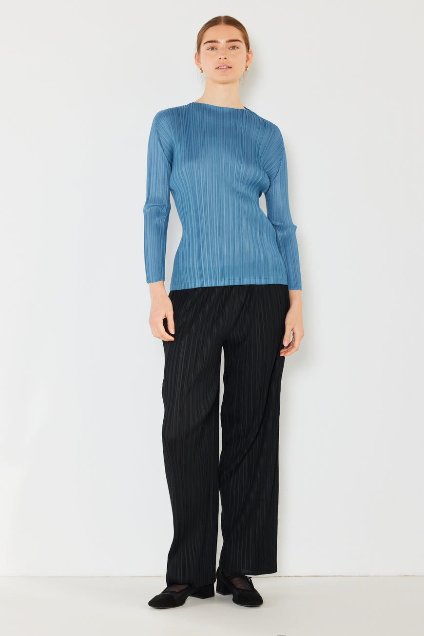 Marina West Swim Pleated Long Sleeve Boatneck Top - TopFashionHQ