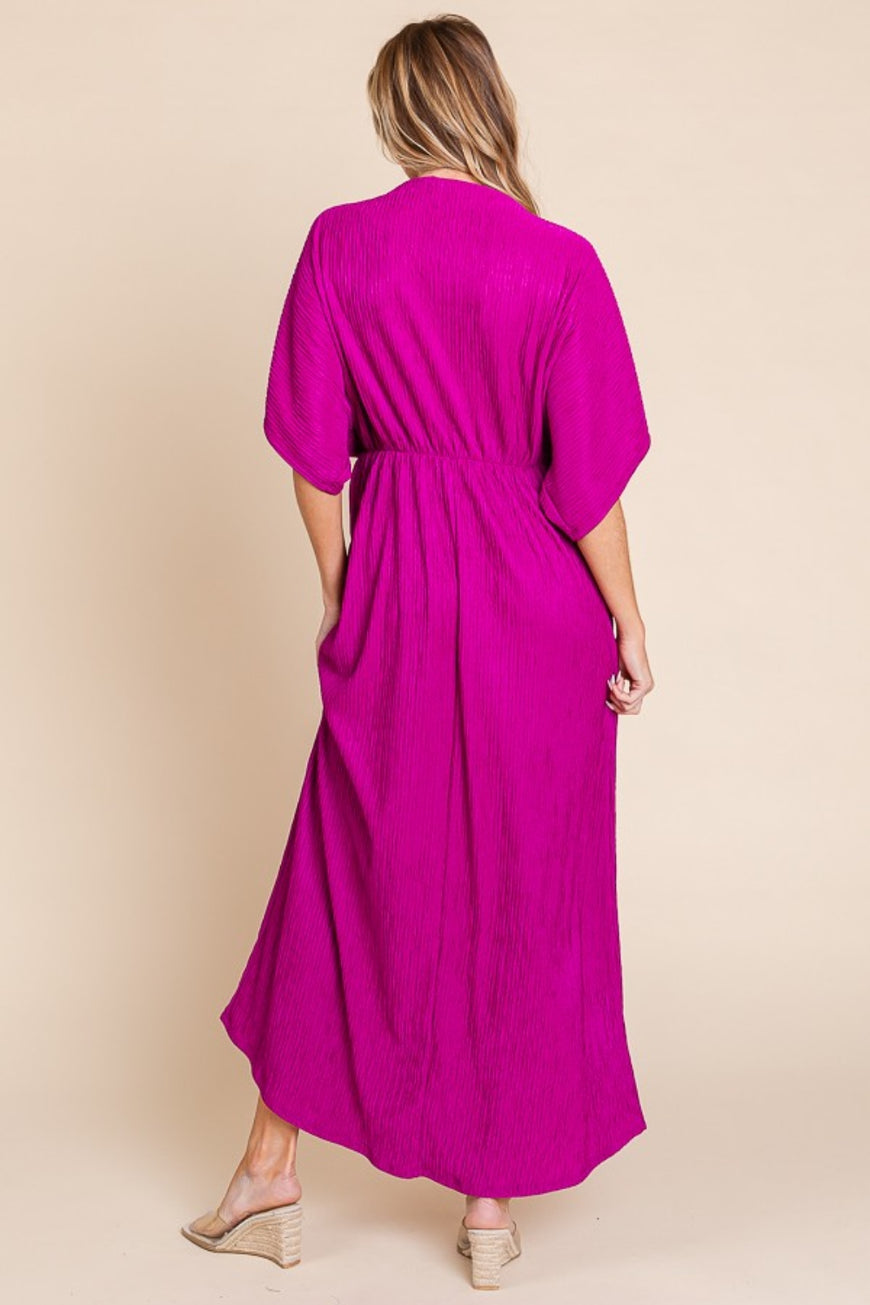 BOMBOM Surplice Maxi Dress with Pockets - TopFashionHQ