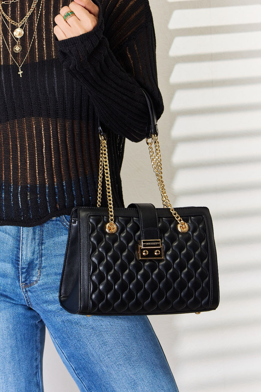 David Jones Quilted PU Leather Handbag - TopFashionHQ