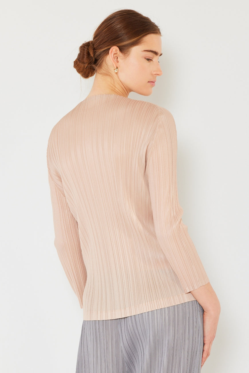 Marina West Swim Pleated Long Sleeve Boatneck Top - TopFashionHQ