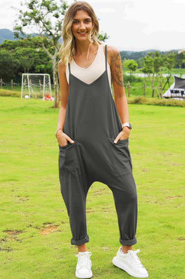 Double Take Full Size Sleeveless V-Neck Pocketed Jumpsuit - TopFashionHQ