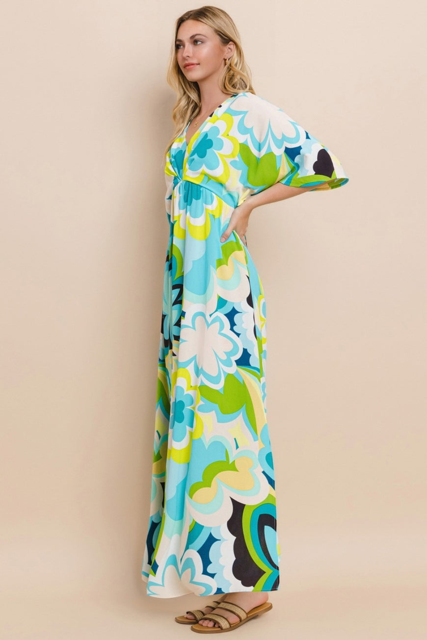 ODDI Floral Printed Slit Maxi Dress - TopFashionHQ