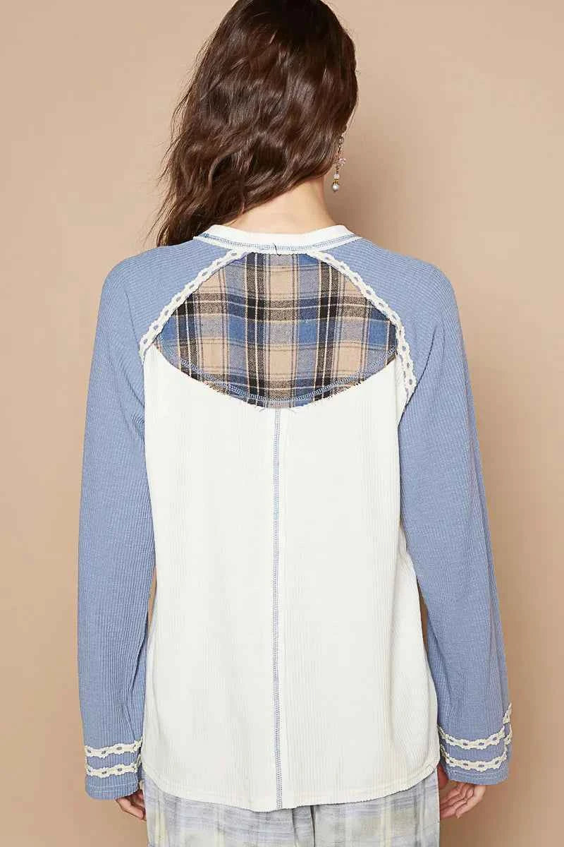 POL Plaid Number 06 Raglan Sleeve T-Shirt