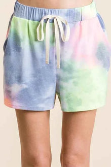 BiBi Tie Dye Casual Shorts with Twill Tape Drawstring