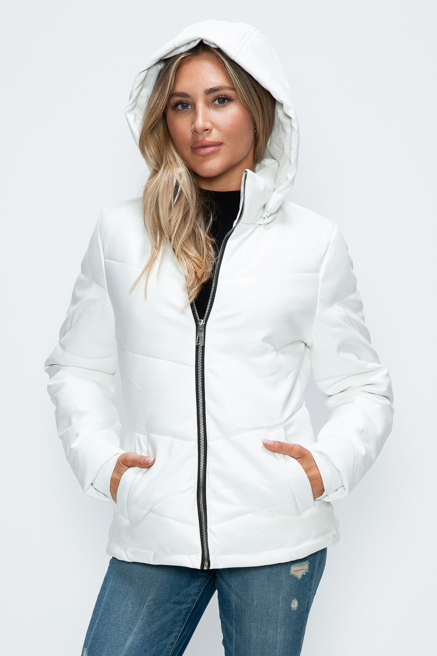 How Dare U Pocketed Zip Up Puffer Jacket with Removable Hood - TopFashionHQ