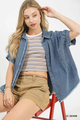 Umgee Washed Denim Oversized Top
