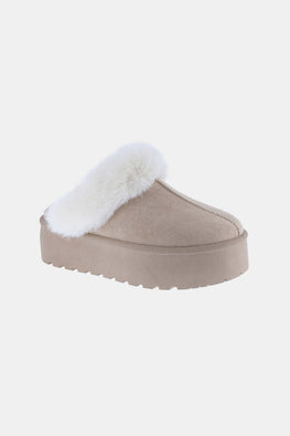 Weeboo Thick Bottom Fur Trim Snow Slippers