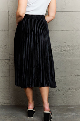 Ninexis Accordion Pleated Flowy Midi Skirt - TopFashionHQ