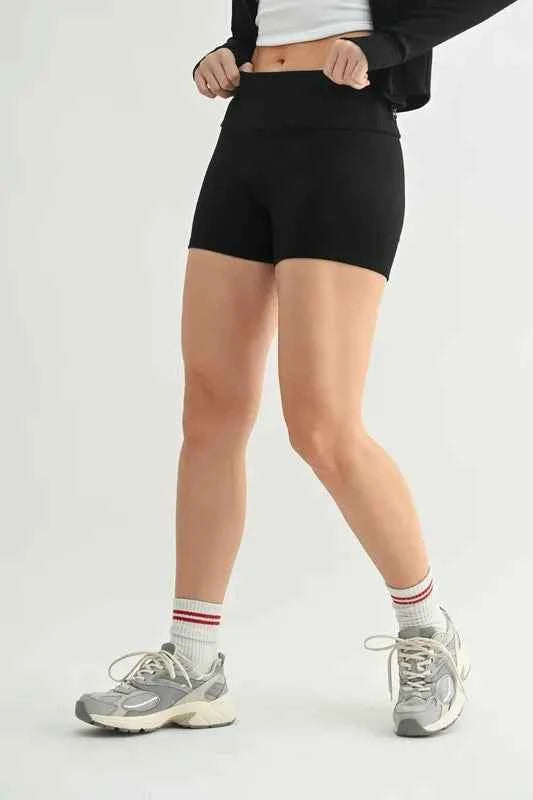 MONO B Ribbed Foldover Waist Shorts