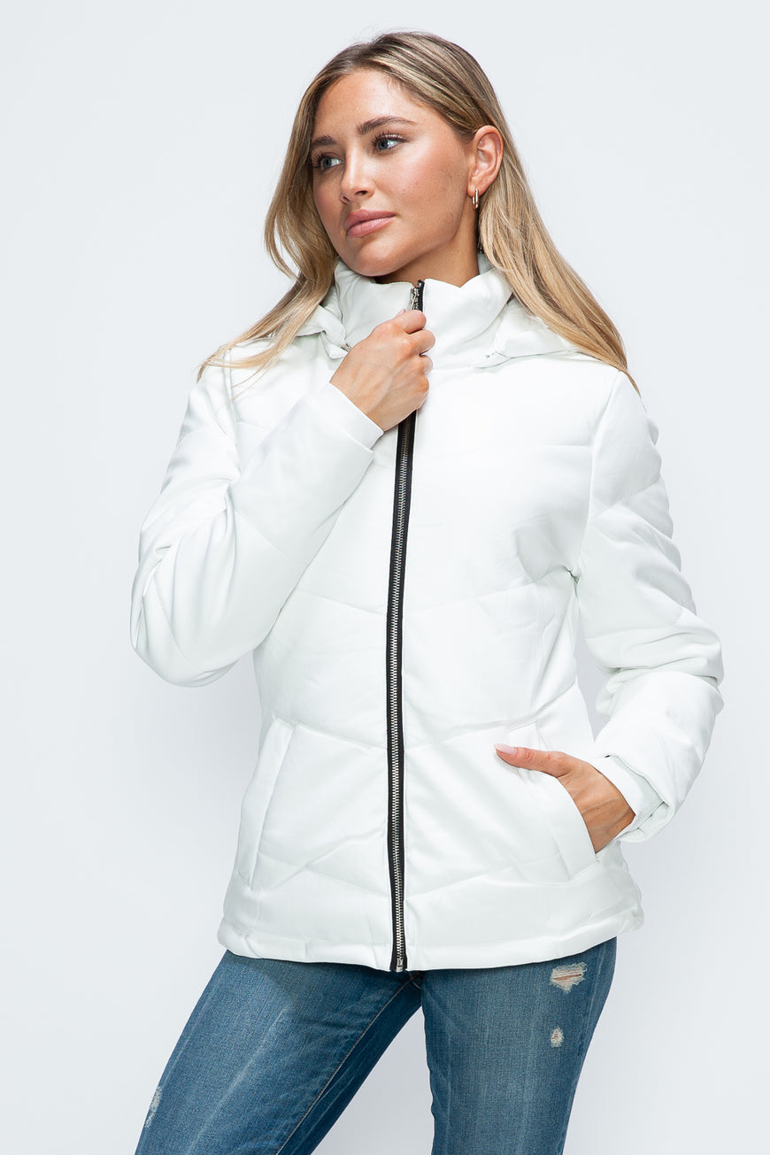 How Dare U Pocketed Zip Up Puffer Jacket with Removable Hood - TopFashionHQ