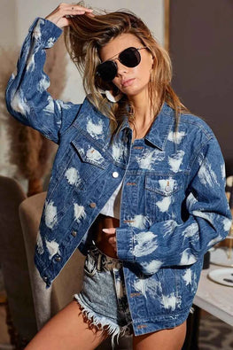 BiBi Washed Tie Dye Denim Jacket