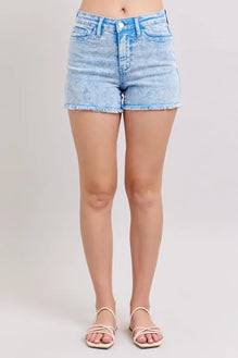 Judy Blue Full Size Mid Rise Garment Dyed Denim Shorts Plus Size
