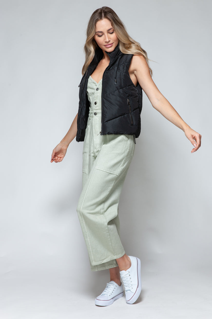 Snobbish Zip Up Quilted Hooded Vest - TopFashionHQ