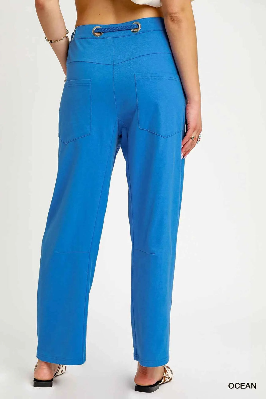 Umgee Drawstring Wide Leg Casual Pants