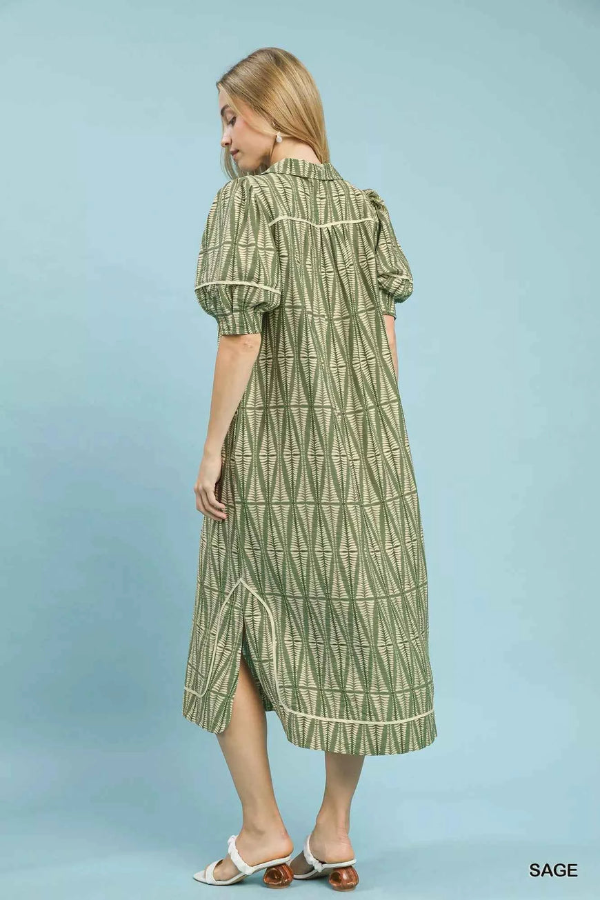 Umgee Geometric Print Midi Dress