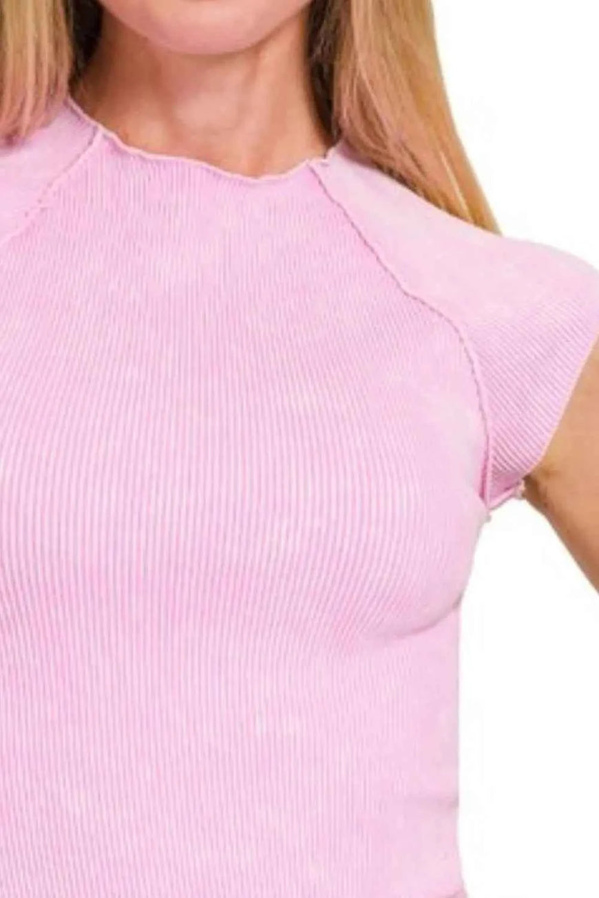 Zenana Washed Ribbed Seamless Top